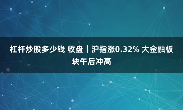 杠杆炒股多少钱 收盘｜沪指涨0.32% 大金融板块午后冲高